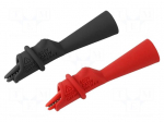 Crocodile clip | 10A | black,red | Grip capac: max.9mm | L: 80.5mm