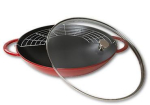 Staub cast iron wok with lid - Red, 37 cm