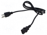 Cable | 3x18AWG | IEC C13 female,NEMA 5-15 (B) plug | 1.5m | black