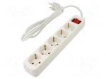 Extension lead | 3x1mm2 | 1.5m | rubber | white | Sockets no: 5 | 10A
