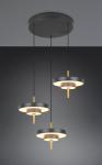 Trio Keaton LED piekarama lampa 3-pc matt black/brass brushed steel 340230380 4017807655247