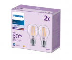 PHILIPS LED stikla 60W A60 E27 Auksti balta 4000K caurspīdīga 2 gab spuldze 8719514450912 929001815082