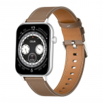 COLMI C28 Smartwatch &ndash; Silver + Brown Leather Strap
