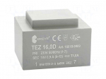Transformer: encapsulated | 16VA | 230VAC | 18V | 888.8mA | IP00 | 420g