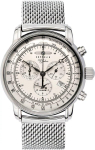Zeppelin 100 Jahre Quartz Chronograph Men&rsquo;s Watch 42mm Silver Dial Stainless Steel Mesh Bracelet