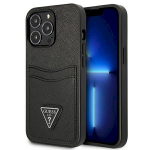 Guess GUHCP13LPSATPK Hardcase Saffiano Triangle Logo Cardslot for iPhone 13 Pro / 13 6,1" / black