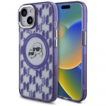 Karl Lagerfeld KLHMP15SHMCKMHU IML Monogram Karl&Choupette Head MagSa for iPhone 15 6.1" / purple