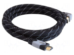 Cable | HDMI plug,HDMI plug 270&deg; up/down | textile | 5m | black,grey