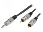 Cable | Jack 3.5mm plug,RCA plug x2 | 1.8m | black