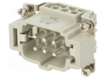 Connector: HDC | male | HE | PIN: 6 | 6+PE | size 3 | 16A | 500V | 0.5&divide;2.5mm2