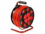 Extension lead | reel | Sockets: 4 | PVC | orange | 3x1,5mm2 | 50m | 10A