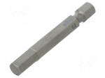 Screwdriver bit | Allen hex key | HEX 6mm | Overall len: 50mm