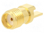 Connector: SMA | plug | female | card edge | straight | 50&Omega; | SMT | PTFE