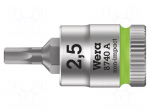 Socket | Hex Plus key,socket spanner | HEX 2.5mm | 1/4" | Zyklop