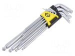 Wrench: hex key-set | spherical | Chrom-vanadium steel | long | 9pcs.