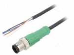 Connection lead | M12 | PIN: 4 | straight | 3m | plug | 250VAC | 4A | PUR
