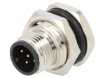 Connector: M12 | socket | PIN: 5 | male | 125V | vertical | IPX7 | THT | 5A