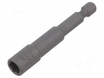 Screwdriver bit | 6-angles socket | 1/4" | HEX 7mm | without magnet