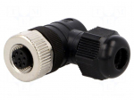 Connector: M12 | plug | PIN: 8 | female | angled 90&deg; | IP67 | for cable