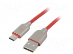 Cable | USB 2.0 | USB A plug,USB C plug | gold-plated | 2m | red