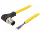 Cable: for sensors/automation | M12 | PIN: 5 | angled | 10m | plug | 4A
