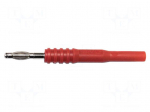 Laboratory connector: 4mm banana | plug | 20A | 1kV | red | 66.3mm