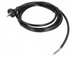 Cable | 2x1.5mm2 | CEE 7/17 (C) plug,wires | PUR | 3m | black | 16A | 230V