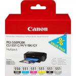 Canon PGI-550/CLI-551 (6496B005) Ink Cartridge Multipack, PGBK/C/M/Y/BK/GY