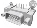 Connector: D-Sub | PIN: 9 | socket | male | on PCBs | angled 90&deg; | THT