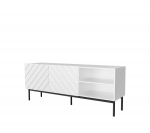 ABETO RTV cabinet on black steel frame 150x42x60 cm white/gloss white