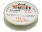 Tin | lead free | Bi57Sn42Ag1 | 0.5mm | 25g | reel | Flux: flux free