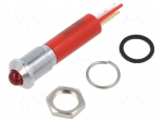 Indicator: LED | prominent | red | &Oslash;8mm | IP67 | Q8 | brass | &Oslash;LED: 5mm | 20mA