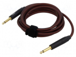 Cable | Jack 6,3mm 2pin plug,both sides | 3m | brown | 0.25mm2