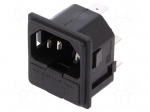 Connector: AC supply | socket | male | 10A | 250VAC | C14 (E) | IEC 60320