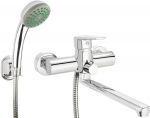 Wall-mounted washbasin and bath mixer with shower set