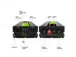 Green Cell Przetwornica napicia PowerInverter LCD 24 V 3000W/60000W Przetwornica samochodowa z wywietlaczem - czysty sinus power adapter/inverter Auto Black