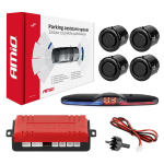 Auto- ja mootorrattatooted, elektroonika, navigatsioon, CB raadio // Parkimisandurite s&uuml;steemid | Keskluku s&uuml;steem | Autoalarmid // Zestaw czujnik&oacute;w parkowania czujniki cofania max led 4 sensory czarne gold 18 mm amio-02290