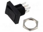 ROCKER | DPDT | Pos: 2 | ON-ON | 3A/125VAC | 3A/28VDC | black | none