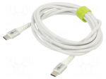Cable | USB 2.0 | USB C plug,both sides | 2m | white | silicone | 60W | 3A