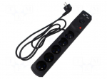 Plug socket strip: protective | Sockets: 5 | 230VAC | 10A | black | 1.5m