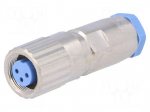 Connector: M9 | plug | female | Plating: gold-plated | Urated: 60V | 3A