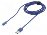 Cable | USB 2.0 | Apple Lightning plug,USB A plug | 2m | blue | 2.4A