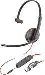 HP Poly Blackwire 3215 Monaural USB-C Headset +3.5mm Plug +USB-C/A Adapter (Bulk)