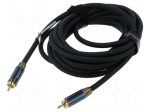 Cable | RCA plug,both sides | 5m | Plating: gold-plated | black