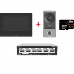 KIT/201S/372S/NSW2020 ~ UNV IP domofona komplekts + 32GB karte + PoE komutators