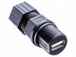 Connector: USB A | soldering | PIN: 4 | straight | USB 2.0 | IP68 | 1A