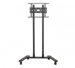 B-Tech Large Universal Flat Screen Trolley / Floor Stand (VESA 600 x 400) - 1.6m &Oslash;50mm Poles