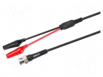 Test lead | 2A | BNC plug,crocodile clip x2 | Len: 1m | black,red