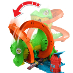 Hot Wheels City T-Rex Blaze Battle Playset & 1:64 Scale Die-Cast Car, Dinosaur Nemesis