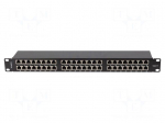 Patch panel | black | Number of ports: 48 | 19" | Cat: 5e | rack 19"